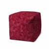 17" Red Polyester Cube Striped Indoor Outdoor Pouf Ottoman