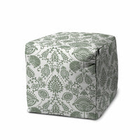 17" Green Polyester Cube Indoor Outdoor Pouf Ottoman