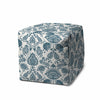 17" Turquoise Polyester Cube Indoor Outdoor Pouf Ottoman