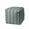 17" Gray Polyester Cube Striped Indoor Outdoor Pouf Ottoman