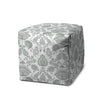 17" Gray Polyester Cube Indoor Outdoor Pouf Ottoman