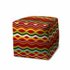 17" Red Polyester Cube Indoor Outdoor Pouf Ottoman