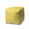 17" Yellow Cube Paisley Indoor Outdoor Pouf Cover