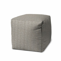 17" Taupe Cube Geometric Indoor Outdoor Pouf Cover