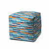 17" Blue Cube Geometric Indoor Outdoor Pouf Cover