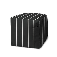 17" Gray Cube Striped Indoor Outdoor Pouf Cover