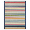 8' X 10' Ivory And Blue Striped Stain Resistant Indoor Outdoor Area Rug