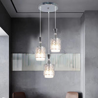 Silver Three Light Pendant Chandelier With Petal Detailing