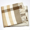 Plush Multi Beige Plaid Throw Blanket with Tassels