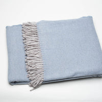 Sky Blue Mini Dot Fringed Throw Blanket