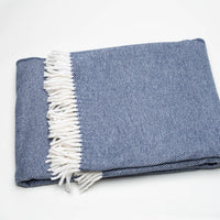 Navy Blue Mini Dot Fringed Throw Blanket