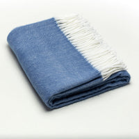 Denim Blue Soft Acrylic Herringbone Throw Blanket