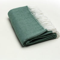 Moss Green Soft Acrylic Herringbone Throw Blanket