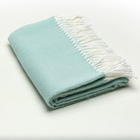 Green Woven Acrylic Herringbone Plush Reversable Throw