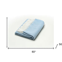 Powder Blue Soft Acrylic Herringbone Throw Blanket