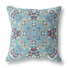 20" X 20" Gray And Blue Zippered Suede Geometric Throw Pillow