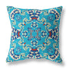 18" X 18" Blue Zippered Suede Geometric Throw Pillow