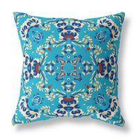 20" X 20" Blue Zippered Suede Geometric Throw Pillow