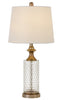 Set of Two 27" Glass Honeycomb and Rose Gold Table Lamps