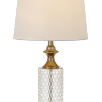 Set of Two 27" Glass Honeycomb and Rose Gold Table Lamps