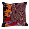 20" X 20" Black And Orange Zippered 100% Cotton Throw Pillow With Embroidery