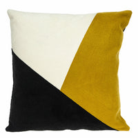 20" X 20" Black And Yellow Geometric Zippered 100% Cotton Throw Pillow