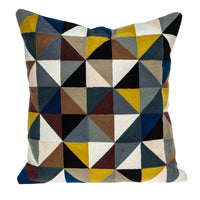 20" X 20" Black And Yellow Geometric Zippered 100% Cotton Throw Pillow