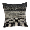 18" X 18" Beige And Black Zippered 100% Cotton Throw Pillow With Embroidery