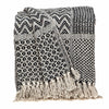 Beige and Black Multi Pattern Woven Handloom Throw Blanket