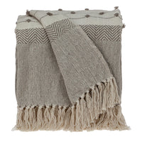 Tufted Beige Fringed Woven Handloom Throw