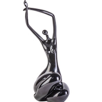 Matte Black Women Stretching Sculpture