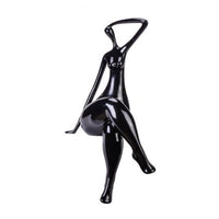 Matte Black Women Posing Sculpture