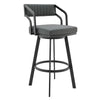 26" Timeless Slate Grey Faux Leather Silver Finish Swivel Counter Stool