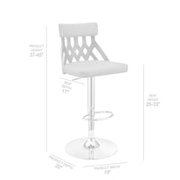 Adjustable Cream Faux Leather and Walnut Lattice Bar Stool