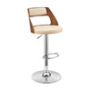 Cream Upholstered Chrome Base Adjustable Swivel Bar Stool