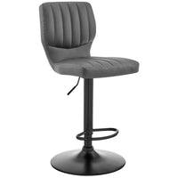 Gray Faux Leather Textured Adjustable Bar Stool