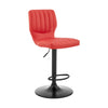 Red Faux Leather Textured Adjustable Bar Stool