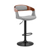 Gray Modern Upholstered Black Base Bar Stool