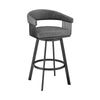 26" Mod Grey Faux Leather Black Finish Swivel Bar Stool