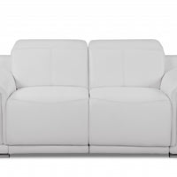 72" White Italian Leather Reclining  Love Seat