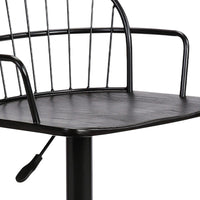 Black Wood and Metal Adjustable Curve Back Bar Stool