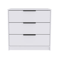 28" White Manufactured Wood Three Drawer Standard Dresser