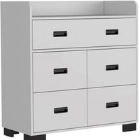 33" White Manufactured Wood Five Drawer Standard Dresser