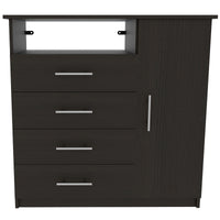 36" Black Manufactured Wood Four Drawer Combo Dresser