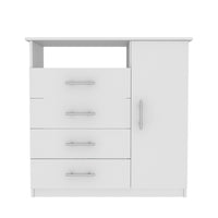 36" White Manufactured Wood Four Drawer Combo Dresser