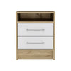 Sophisticated and Stylish White and Light Oak Nightstand