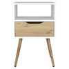 Modern White and Light Oak Bedroom Nightstand