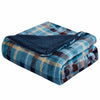 Blue Plaid Reversible Velvet and Sherpa Throw Blanket