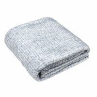 Checked Print Blue Grey Reversible Velvet and Sherpa Throw Blanket