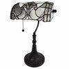 16" Tiffany Style White and Gray Banker Desk Lamp